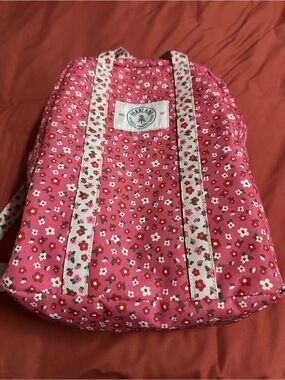 Kirkland Signature Hot Pink Floral Backpack with White Strap Accents